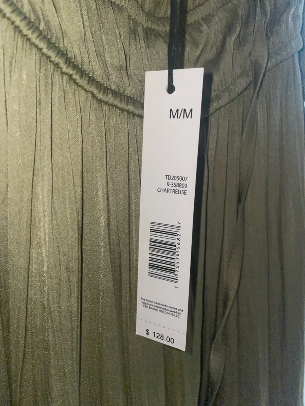 T Tahari Olive Green Ruffle V-Neck Tiered Maxi Dress - Picture 4 of 4
